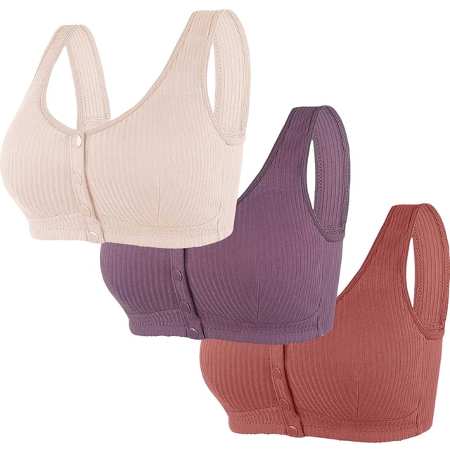 Wancir Bras for Women 2025 New Women's Solid Color without Steel Rims Front Opening Buckle Gathered Large Bra