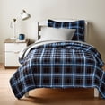 thumbnail image 1 of Mainstays All in One Lightweight Quilt Set and Sheet Set -5 Piece, Twin/ XL, Blue Plaid, 1 of 13