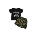 thumbnail image 3 of FOCUSNORM Little Boy?s Letter Short Sleeve Tops and Camouflage Shorts Set, 3 of 10