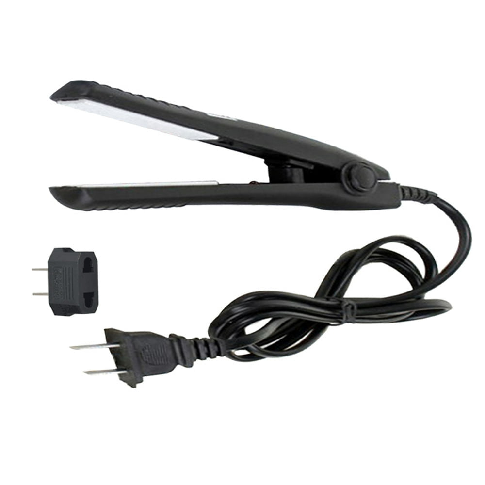 Mini Hair Straightener Flat Iron Curler  Ceramic Tourmaline Plates(Black)