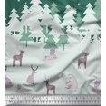 thumbnail image 2 of Soimoi Japan Crepe Satin Fabric Cedar Tree & Snowflake Panel Printed Fabric 1 Yard 42 Inch Wide, 2 of 3