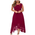 thumbnail image 2 of Robes pour Femmes 2024 Été Oversize Décontractée Couleur Unie Col Rond Aguichant Dentelle Sans Manches Ample Robe Chandail 50 % de Rabais Liquidation!, 2 of 7