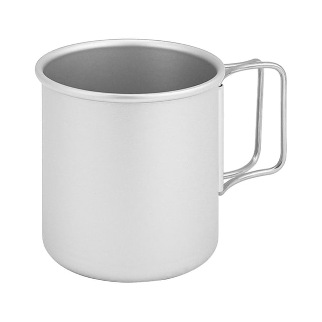 EGNMCR Camping Gobelet d'Eau et de Randonnée en Plein Air, Gobelet de Camping Portable en Acier Inoxydable. Gobelet en Alliage d'Aluminium Argenté avec Poignée Ergonomique, Conçu pour une Utilisation Directe sur les Flammes Nues. Convient au Camping, à la Randonnée et aux Repas en Plein Air, et Peut Être Utilisé comme Vaisselle de Boisson Ou comme Gobelet Doseur.