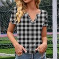 thumbnail image 4 of Liquidation d'Économies! Hauts pour Femmes Grande Taille, Blouse d'Été à Manches Courtes pour Femmes, T-shirt Blouse à Col Rond à Boutons Imprimé à Manches Courtes pour Femmes, 4 of 4