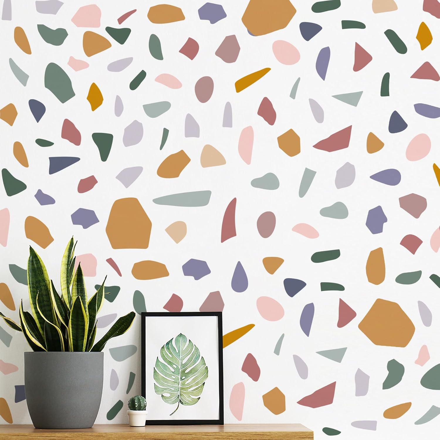 Abstack Sheef DTLIFEK 10 Sheets Colorful Terrazzo Pattern Wall Decal Irregular Stones ...