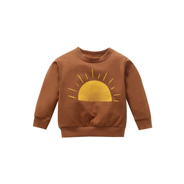 Chandail à Manches Longues à Imprimé Soleil pour Tout-Petits, Enfants, Bébé Fille Garçon, Chandail Molletonné, Haut, Chemise