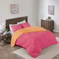 thumbnail image 1 of Comfort Spaces Vixie 3 Piece Comforter Set All Season Reversible Goose Down Alternative Stitched Geometrical Pattern Bedding, Full/Queen, Pink/Orange, 1 of 5
