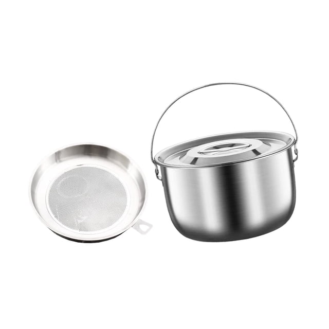 Luzkey Stewing Stockpot Cookware Hanging Versatile Outdoor Indoor Round Camping Pot 2.5L
