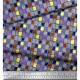 thumbnail image 3 of Soimoi Viscose Chiffon Fabric Check & Brush Stroke Abstract Printed Fabric 1 Yard 42 Inch Wide, 3 of 3