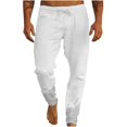 thumbnail image 2 of Pants for Men, Mens Solid Color Drawstring Fashionable Casual Pants Full Length Pants, 2 of 6