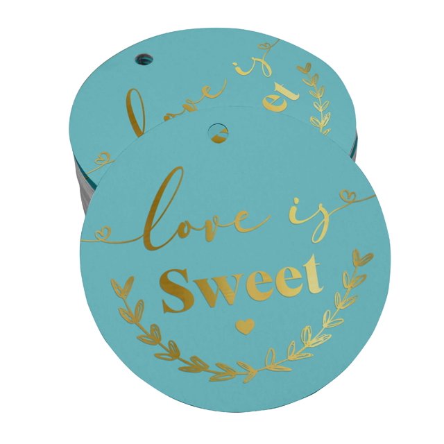 Inkdotpot Real Gold Foil Love Is Sweet Wedding Tags Favor Hang Paper Tags 100 Pieces