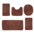 thumbnail image 1 of zanvin Solid Color Bath Mats 5 Set Bathroom Rugs for 5 Pcs Toilet Mats Universal Soft Longhair Water Absorption Non-Slip Thick Machine Washable Easy To Dry Dark Color Bath Rugs for Bathroom, 1 of 5
