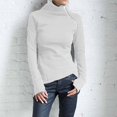 thumbnail image 1 of pxiakgy blouses pour Femmes blouse Décontractée Unie à Manches Longues Chandail Col Roulé Chandail à Fermeture Éclair Blanc + us:4, 1 of 9