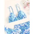 thumbnail image 3 of Girls' Allover Flower Pattern 3pcs/set Strap Swimsuit & Short Skirt For Summer, Girls' Clothing, 3 of 5