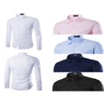 thumbnail image 3 of Men‘s Slim Fit Shirt Long Sleeve Button Down Tops Solid Color Casual Business Work  Shirts, 3 of 5