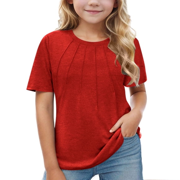 HIPYLO Girls Red Top Baby Tshirts Shirts for Girls 7-8 Easter Tee Shirts Trendy Shirts Toddler Clothes for 4t 18-24 Month Girl Clothes Teenage Girl