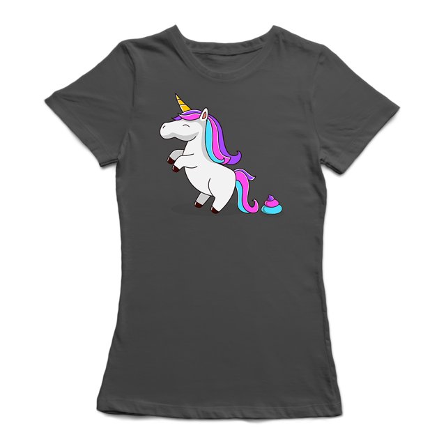 Poop Unicorn Women's Charcoal T-shirt