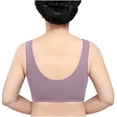 thumbnail image 3 of Push Up Padded Bras for Women Solid Sleeveless Plus Size Lingerie Front Four Button Wide Strap Tank Bra V-Neck Push-up Bra Feature Hook and Eye Closure Strapless Bra Style Y-70 , Purple 5XL, 3 of 5