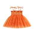 thumbnail image 1 of Robe d'Halloween pour Bébé Fille Imprimé Citrouille Sans Manches en Tulle Robe Trapèze, 1 of 7
