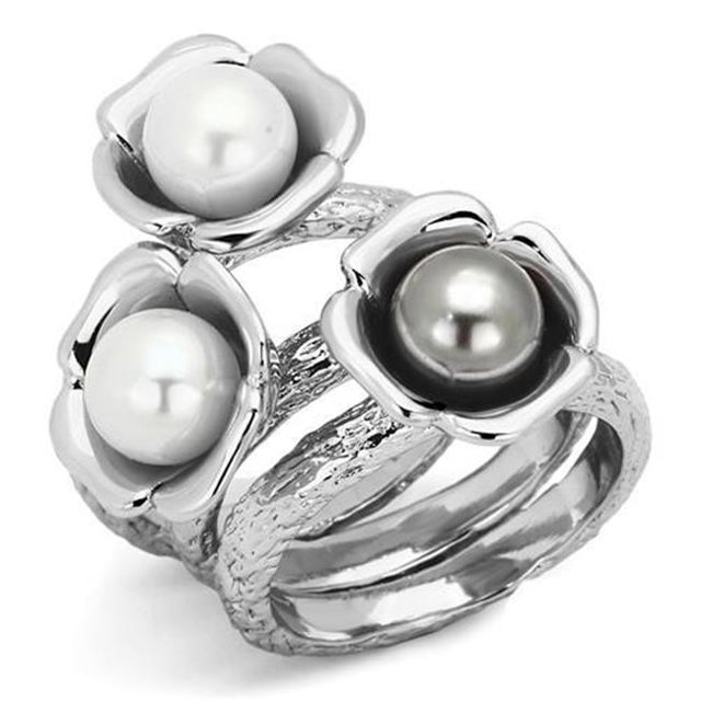 Alamode TK1449-7 Bague en Acier Inoxydable Poli pour Femmes avec Synthétique Multicolore - Taille 7
