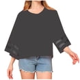 thumbnail image 1 of Timegard Hauts pour Femmes Col en V Manches 3/4 Chiffon Léger Ample Décontracté Fluide Haut Blouse Plage, 1 of 5