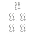 thumbnail image 3 of pitrice 1 Pair Moon Star Earrings Ears Pendant Exquisite Irregular Woman Jewelry Ear Dangle Fashion Accessory for Decor Gifting Using Silver 5Set, 3 of 6