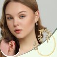 thumbnail image 2 of Boucles d'Oreilles Feuille Créative Aiguille en Argent Boucles d'Oreilles Feuille Rétro, 2 of 9