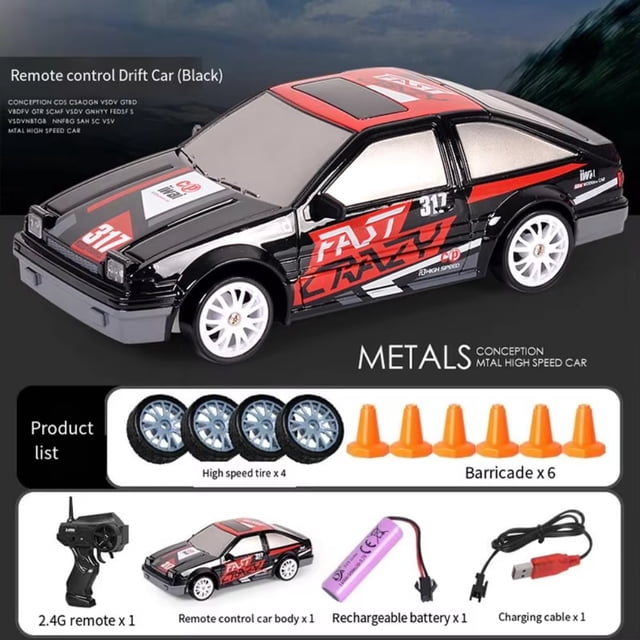 AIGIA RC Drift Car 1/24 2.4GHz 4WD Remote Control Sport Racing On-Road Vehicle with LED Light for Kids Gift