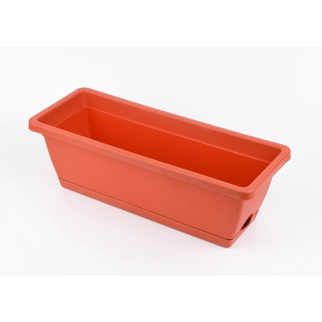 Dvkptbk Window Box Planter,1 Pack Plastic Vegetable Flowersplanters Boxes 15 Inches Rectangular Flowerspots with Saucers for Indoor Outdoor Garden, Patio, Home Decor