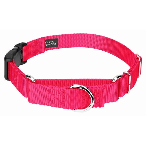 Country Brook Collier Martingale Réglable en Nylon Robuste avec Boucle de Luxe pour Petites Moyennes Grandes Races - 30+ Options de Couleur Vibrantes (1 Pouce Extra Grand Rose Vif)