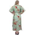 thumbnail image 2 of Bimba Robe Maxi de Maternité pour Mamans, Kaftan Vert Poussiéreux à Imprimé Floral avec Ceinture-14, 2 of 7