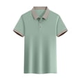 thumbnail image 3 of Sentmoon Mens Button down Blouse Plus Size Loose Turndown Collar Short Sleeve Shirts for Mens Solid Color Mens Summer Clothes Trendy for Running & Gym Workout Mint Green XL, 3 of 8
