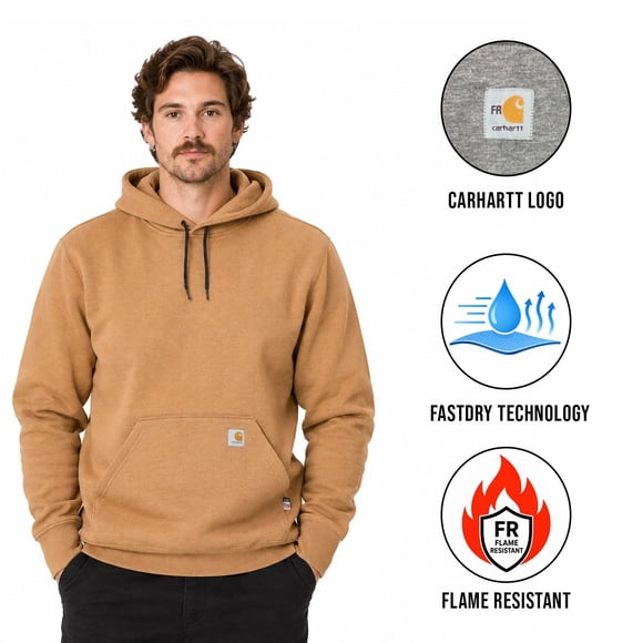 Carhartt FR Men's Brown Sweatshirt Force Midweight Hooded Pullover (S45)