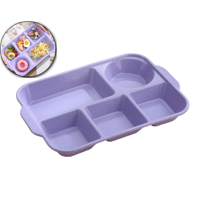 Dvruxg 12.7" Large Divided Plates Unbreakable Wheat Straw Dinnerware Lunch Trays Lightweight Reusable Plastic Compartment Microwave Dishwasher Safe Separator Plates