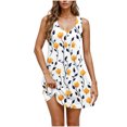 thumbnail image 2 of Ovzne Robes pour Femmes Robe Femme Imprimée Col Rond Décontractée Jupe Courte Robe avec Poches Robe de Printemps Imprimée Liquidation, 2 of 6