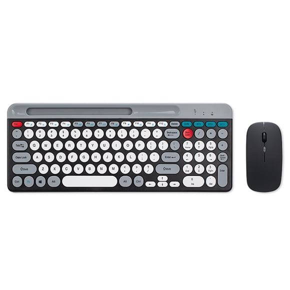 Clavier et Souris Sans Fil à Double Mode Combo 2.4G BT5.0 Clavier à Membrane BT 3 Canaux Connexion C