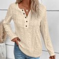 thumbnail image 2 of FAIWAD Haut à Manches Longues pour Femmes Col en V Boutons Tunique Couleur Unie Pull Décontracté Tendance, 2 of 7