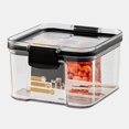 thumbnail image 1 of Cereal Storage Container Airtight Food Fresh Box Square Kitchen Storage Clear Sealed Jar Food Sacks Dispenser, 460ml, 1 of 8