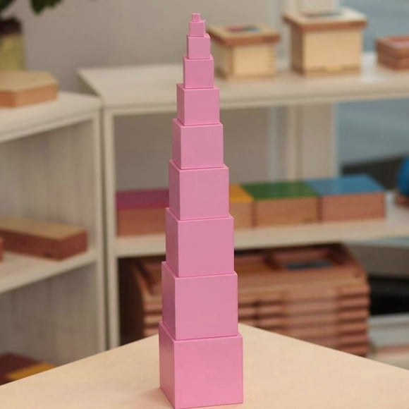 Hearth & Gear Montessori Jouet de Maths en Bois pour Enfants Tour Rouge Cube en Bois Massif Jouet d'Éducation Préscolaire pour Enfants Éducation pour la Conscience Critique Comportement Organisationnel en Éducation Mode