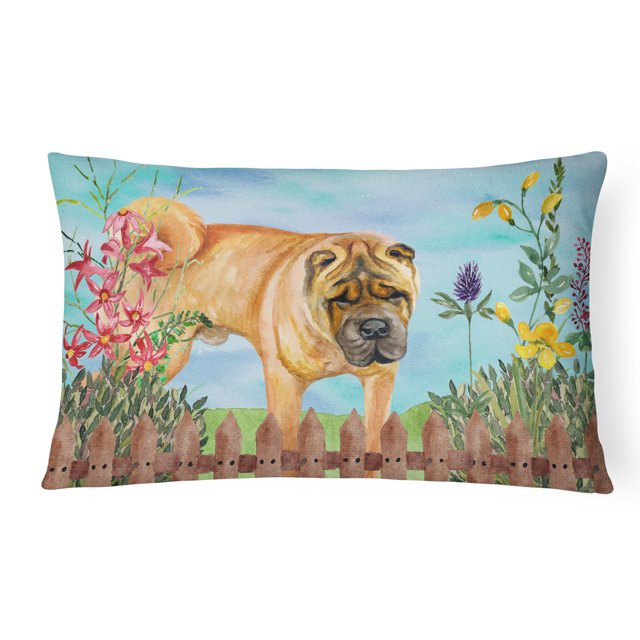 Carolines Treasures CK1223PW1216 Shar Pei Spring Canvas Fabric Decorative Pillow