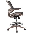 thumbnail image 3 of Mid-Back Transparent Black Mesh Drafting Chair with Melrose Gold Frame and Flip-Up Arms, 3 of 9
