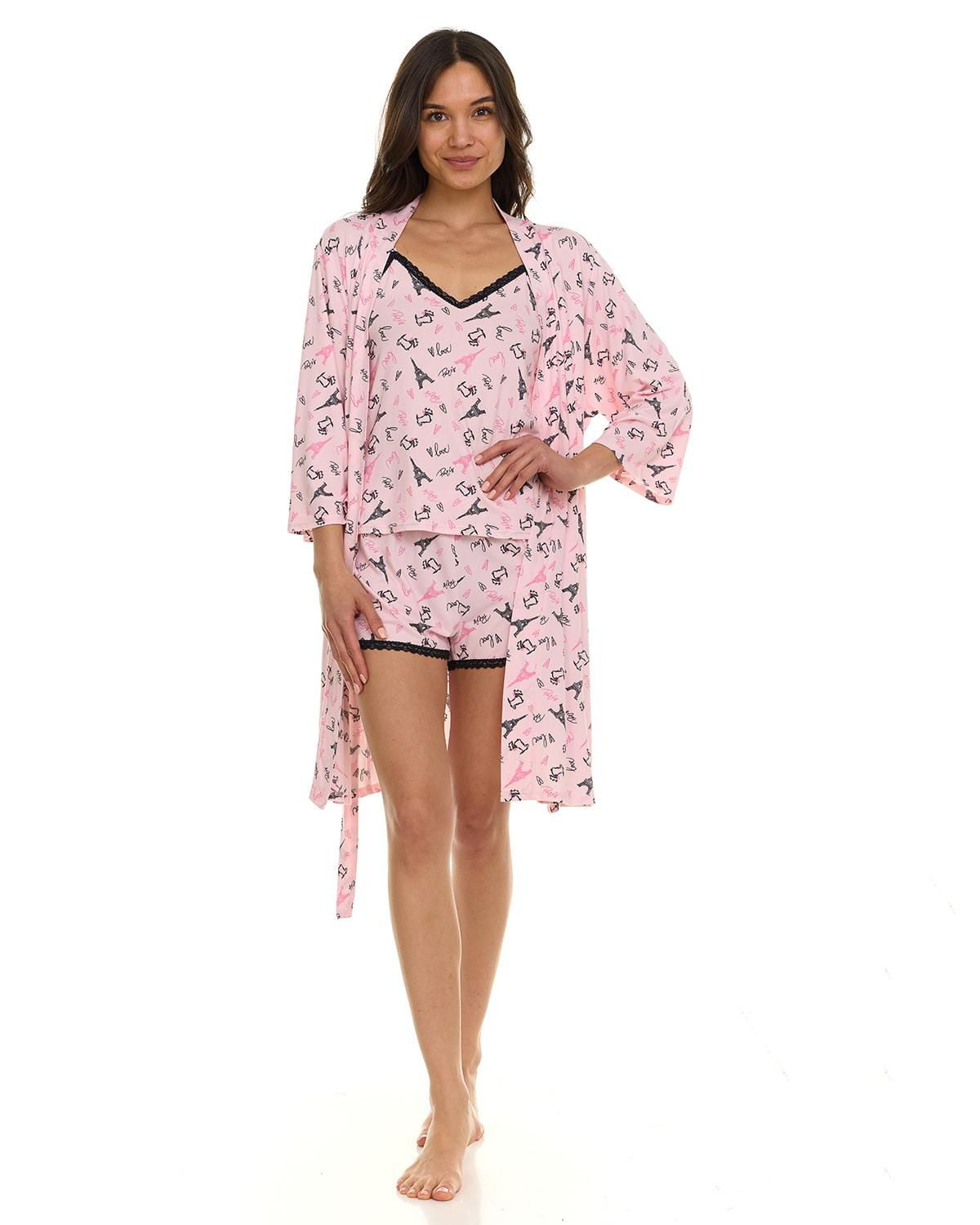 Ensemble pyjama 3 pièces confortable pour femme : peignoir
