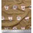 thumbnail image 1 of Soimoi Brown Poly Georgette Fabric Owl Bird Print Sewing Fabric Yard 42 Inch Wide, 1 of 3