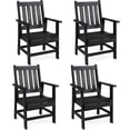 thumbnail image 1 of Gymax Patio Dining Chairs Set of 4 w/Wide Armrests Curved Seat Wood Grain for Backyard Black, 1 of 9