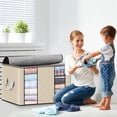 thumbnail image 4 of TopLLC Clothes Storage Bag 90L Large Wardrobe Sorting Storage Bin Closet Organizer with Reinforced Handle and Visible Windows Waterproof Foldable Sturdy Fabric Storage Containers for Clothing Blankets, 4 of 7