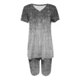 thumbnail image 4 of Ensembles de Gym pour Femmes 2 Pcs Mode pour Femmes Blouse à Col en V Manches Courtes Hauts Shorts Ensemble Décontracté Ensembles Deux Pièces en Liquidation, 4 of 4