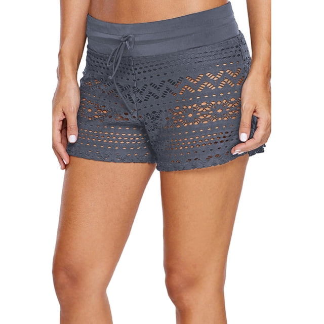 kurtrusly Bottom Lace Shorts Matching Swim Trunks Briefs Swimwear Swimsuit Gray XL 1Set