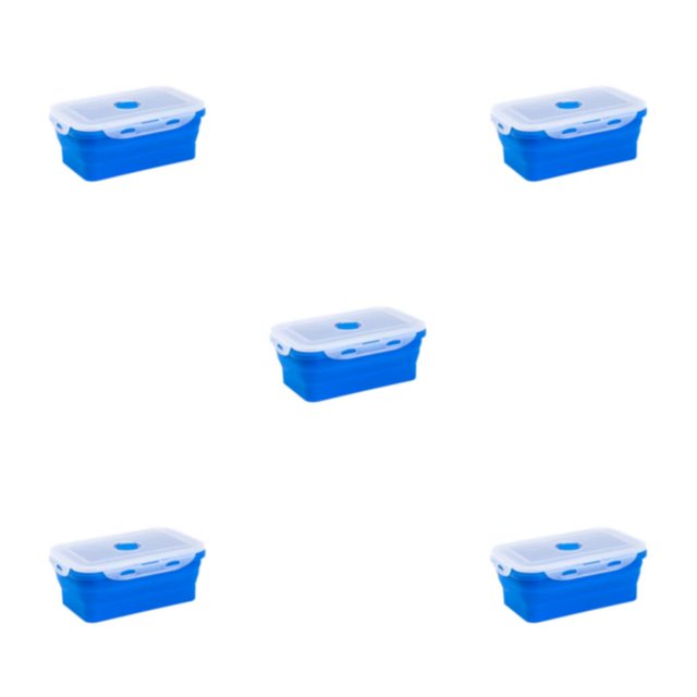 Thinsony Silica Gel Lightweight And Compact For On--Go Sealed Preservation Box Microwave Lunch Box Silicone Lunch Box deep blue 540ml 5Set