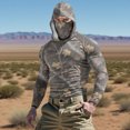 thumbnail image 2 of Chandail à Capuchon Rafraîchissant pour Hommes Unisexe à Imprimé Camouflage, Couvre-Visage et Protection Solaire UPF, Haut à Manches Longues Coupe Raglan avec Tissu Ultraléger Qui Évacue l'Humidité, Capuche Ajustable pour Aventures d'Été Style Décontracté Sportif, 2 of 9