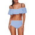 thumbnail image 1 of Bikinis Sets for Women Womens Ruffled Bikini Solid Color Swimsuit Set With Suspender One Shoulder Two-Piece Swimsuit, 1 of 1